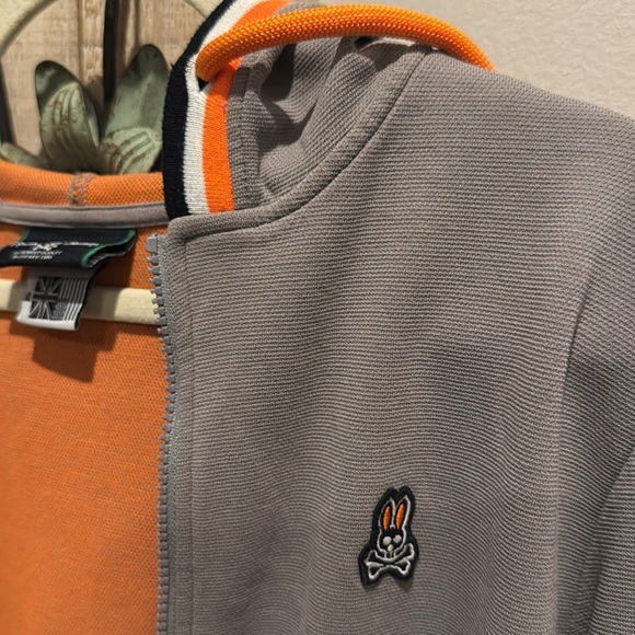 Psycho Bunny Zip up Gray Hoodie with Orange Accents size 4(small) pre owned - Picture 9 of 10
